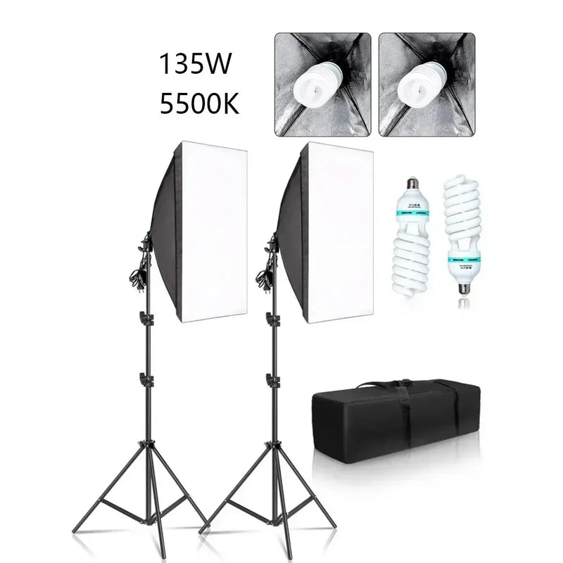 New 30w 40w Photography 50x70CM Softbox Lighting Kits System Soft box Continuous Light Use For Photo Studio Portrait Shooting