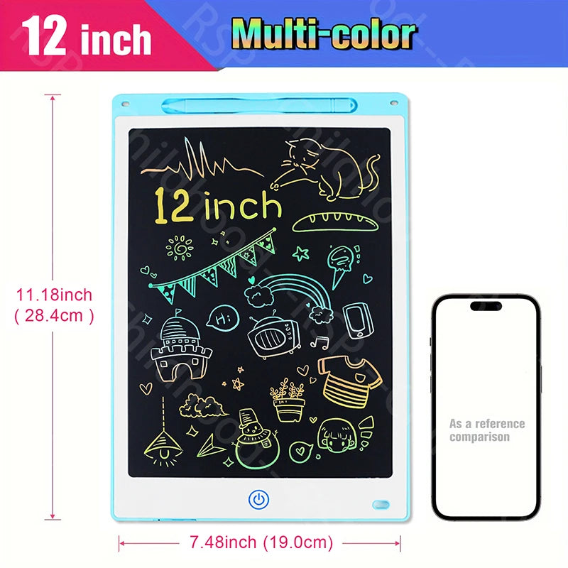 Tablettes électroniques 12 pouces, blocs d’écriture LCD, tableaux à dessin graphiques numériques pour enfants
