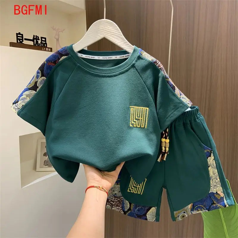 Korean Clothes for Children Boys T-shirt Shorts 2-piece | SAMAG