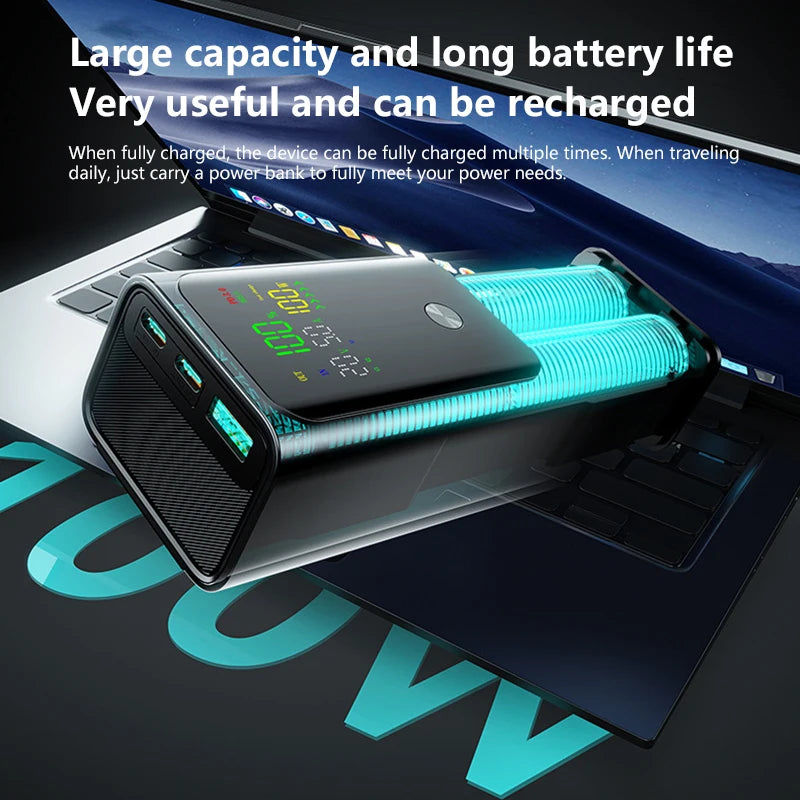 New PD 100W Power Bank 100000mAh External Battery Capacity Fast Charging Portable Charger Powerbank For Laptop iPhone Samsung