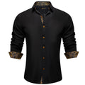 DiBanGu Men Shirt Long Sleeve Black Solid Red Paisley | SAMAG