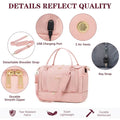 2PC Large Capacity Travel Duffle HandBag Weekender Bag For Women Gym Bag with USB Charging Port Shoe Compartment Carry on Overnight