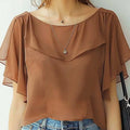 ZANZEA Summer Women Chiffon Blouse Elegant Ruffle Short | SAMAG