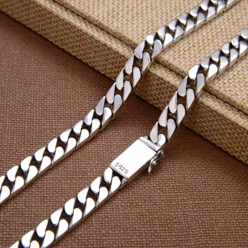 100% S925 Sterling Silver Necklace Bracelet Punk Jewelry Never Fade Carry certificate Men Women Gifts - Visuel 4 | SAMAG