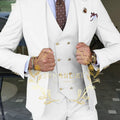 Beige Business Suits For Men Tuxedos Gold Buttons Groom Groomsman Prom Wedding Party Formal 3 Pieces Sets - View 3 | SAMAG