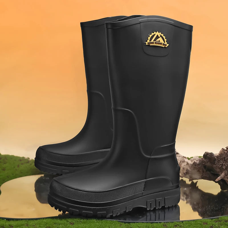 Men's Waterproof Rain Shoes Kitchen Non-Slip Rain Boots Mid-Calf Work Shoes Slip-On Casual Waterproof Outdoor Fishing Boots
