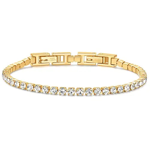 Modyle 316L Stainless Steel Sparkly Cubic Zircon Tennis Link Bracelets For Men and Women Gifts