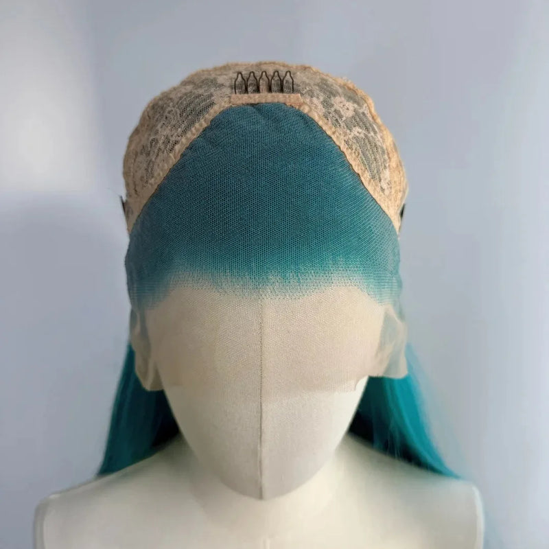 Ashely Turquoise Green Wig 13*4 26inch Long Straight Wigs for Women High Quality Lolita Synthetic Lace Wigs for Cosplay  통가발