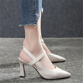 Cresfimix Zapatos De Mujer Women Sweet Pointed Toe Yellow Pu Leather Slip on 5cm High Heel Shoes for Summer Office Party A9168
