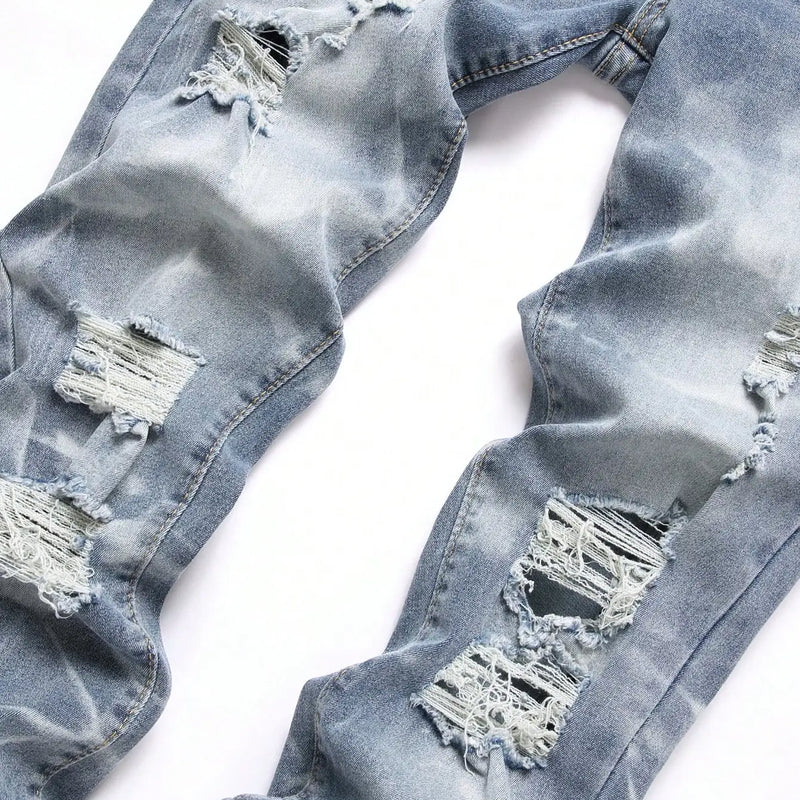 Fashion Men's Jeans Pants Stretch Blue Skinny For Casual | SAMAG