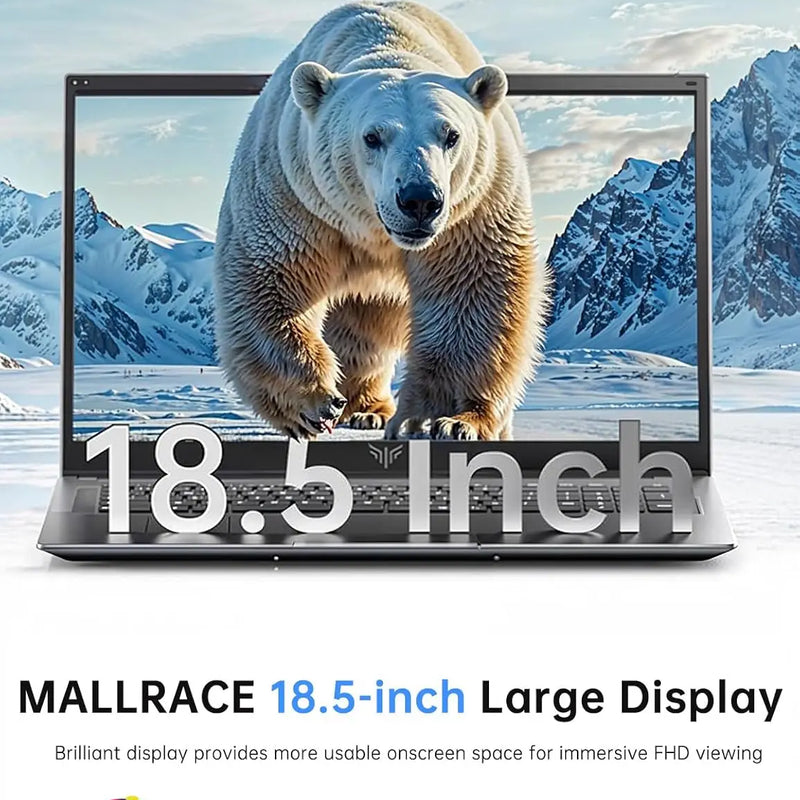 KAMRUI 18.5"Laptop Computer Intel N150/AMD R3 4300U 16GB DDR4 512GB M.2 SSD Windows11 PRO 8000mAh Battery Wifi5 Desktop Notebook