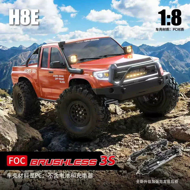 Hyper Go H8E 1 8 Brushless Electric 4Wd Rc Climbing Off Road Truck Differential Lock High Low Speed Pc Body Upgraded Nylon Axle