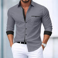 Men's shirt button-up no-iron color block casual everyday | SAMAG