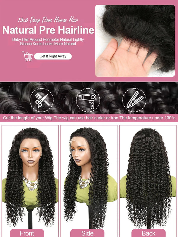 40 50 Inch Water Wave Burmese Curly Lace Front Wigs 13x4 13x6 HD Deep Wave Lace Frontal Wig 7x5 Glueless Human Hair Wigs For Women 300% High Quality Real Virgin Hair Wig