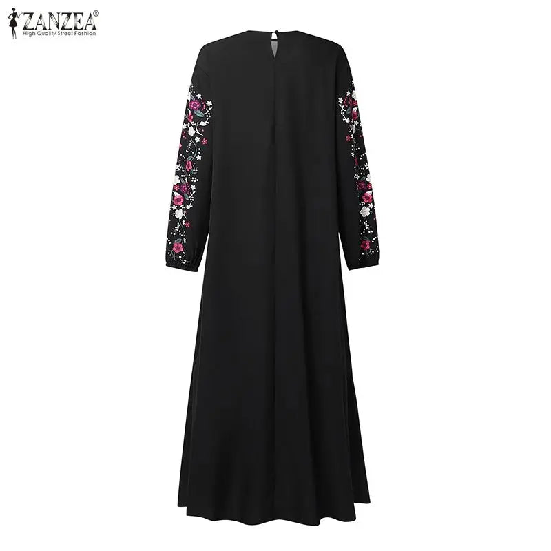 Women's Muslim Modest Fashion Maxi Dresses Floral Print | SAMAG