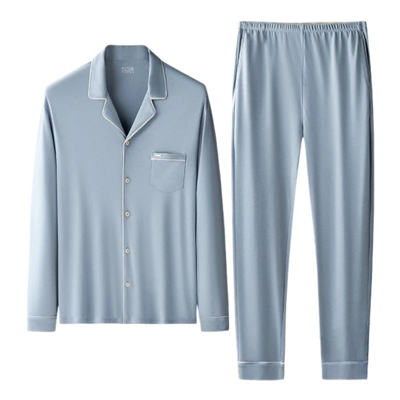 Men's Loose Fit Pajamas Set Soft Lyocell & Cotton Blend Breathable Sleepwear Cozy Home Loungewear Comfortable Pajamas