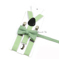 Novalty Sage Green Suspender Bowtie Set For Men Women Kids Romatic Wedding Party Elastic Y-back Straps Pants Shirt Accessory