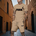 Summer fashion men's two - piece set casual sports printed short sleeved T - shirt+shorts fitness sportswear - View 3 | SAMAG