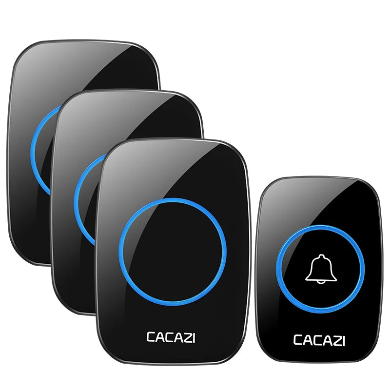 CACAZI New Wireless Doorbell Waterproof 300m Range US EU UK Plug-in Home Intelligent Door Bell Chime 1 2 Button 1 2 3 Receivers