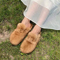 Women's Mules and Clogs Fuzzy Mink Fur Slippers with Arch Support Outdoor Women Shoe Closed Toe Nonslip Comwarm Clog Shoes Woman