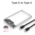 Transparent HDD Case HDD Enclosure 2.5 Inch SSD SATA To USB2.0 Type-C Adapter Portable External Hard Drive Box Tool-Free