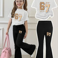 Girls' Casual Short-Sleeve Set: Regular Top + Black | SAMAG