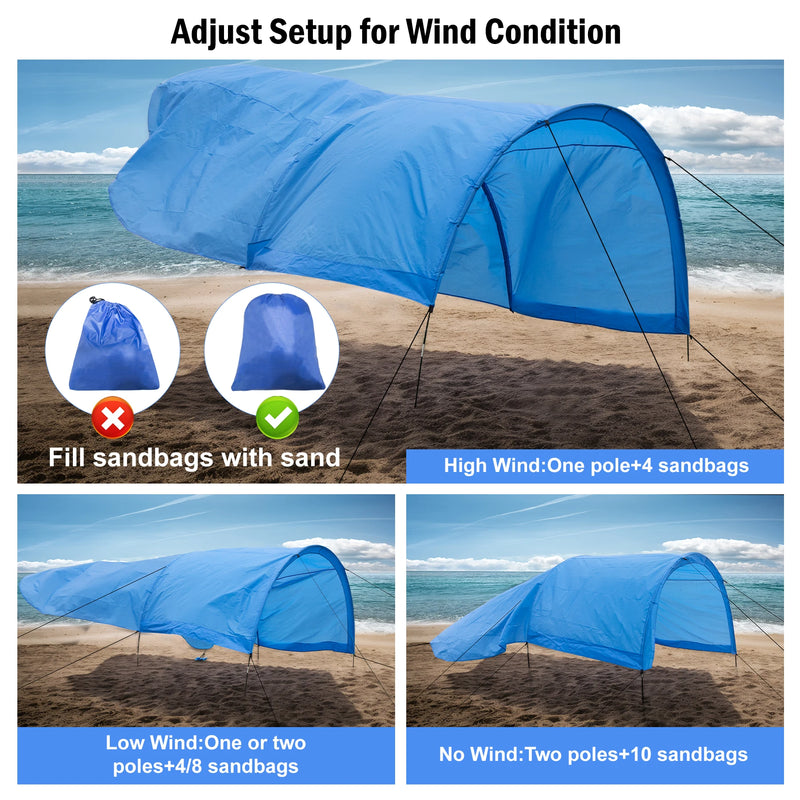WESTTUNE Beach Tent Shade Canopy Wind-Powered Portable | SAMAG