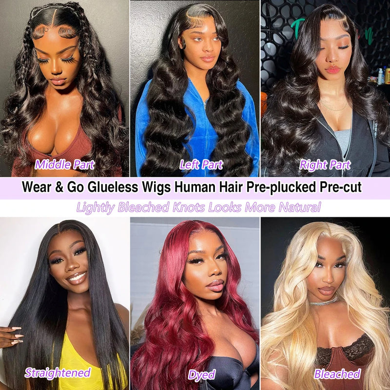 Lace Front Wigs Human Hair Glueless Wigs Human Hair 7x6 Glueless Wigs Human Hair Pre Plucked Pre Cut 220% Density Black Body Wave Human Hair Wig for Women