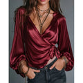 Fashion Satin Loose Elegant Women's Cardigan Shirt Spring And Autumn New Casual Pleated Thin Belt Female Office Shirt 2026