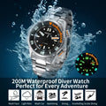 BERNY Automatic Dive Watch for Men Super Luminous 20ATM Diver Wristwatch Original Top Sapphire Swim Sport Mechanical Male Watch