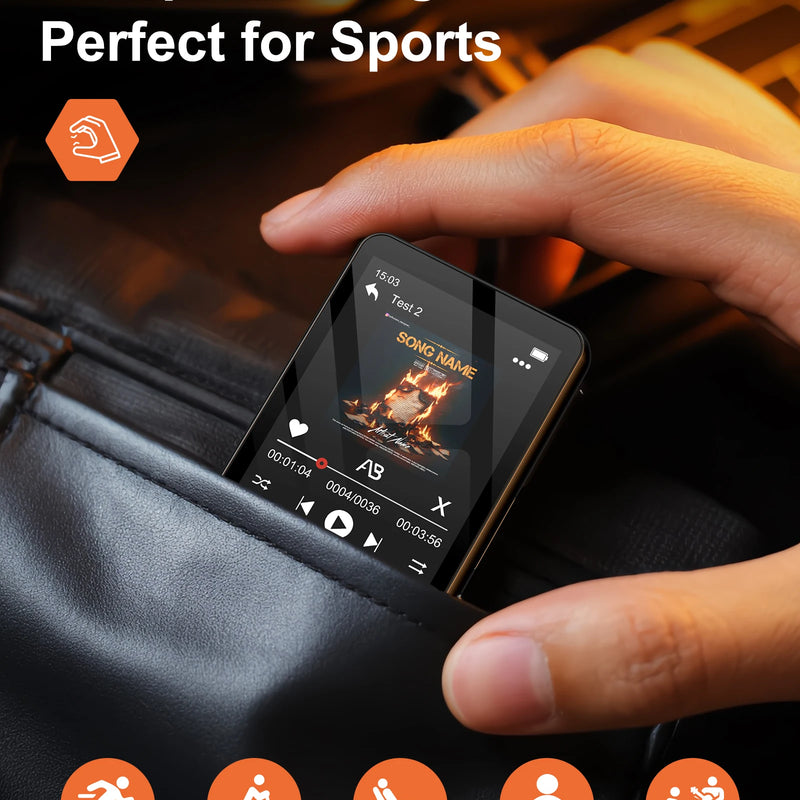 64GB Bluetooth MP3 Player,2.4' Touch Lossless MP3 W/HiFi FM Recorder,Long Battery Walkman For Student Sport,512GB Expandable