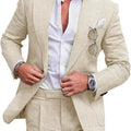Men‘s Linen Pant Suit Set Plus - size Black Blue Single Button 2 - Piece Summer Business Formal Casual - View 12 | SAMAG