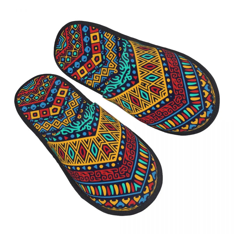 Custom Kizomba Samakaka Ankara Print Soft Memory Foam House Slippers Women African Wax Design Comfy Warm Anti-skid Sole Slipper
