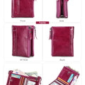 CONTACT'S Fashion Genuine Leather Women Wallet Bifold Card Holder Coin Purse Small Women's Purse Money Clip Men Pocket Wallets