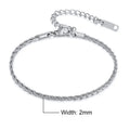 Vnox Unisex Rope Chain Bracelets for Men Women, Stainless Steel Twisted Links Chain Bracelet,Simple Classic Jewelry Gift for Him