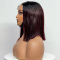 250% Density Bob Straight Human Hair 2X6 Transparent Lace Closure Frontal Human Hair Wigs 100% Human Hair Ginger 99J Colored Wig