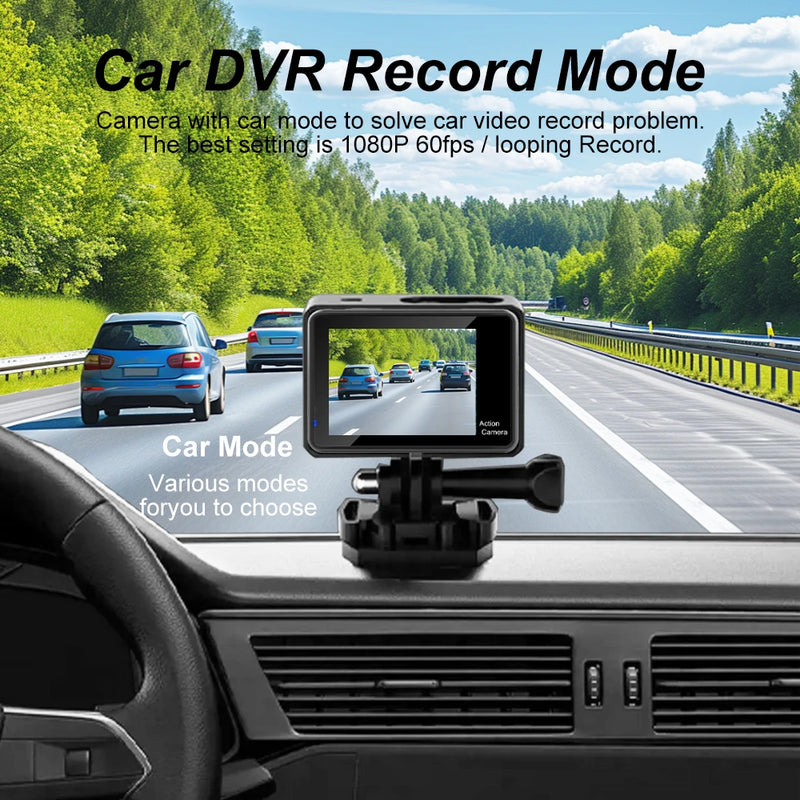 Ourlife Action Camera 4K 30FPS WiFi 30M Underwater Waterproof 170° DVR Sports Video Recording 2.0'' Screen Display Video Camera