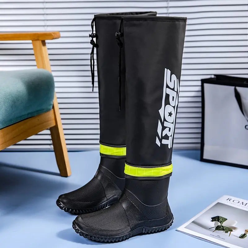 Men's Fashion Rain Boots High-Top Rain Boots For Outer Wear Long-Tube Waterproof And Non-Slip Couple Style Outdoor Fishing Boots