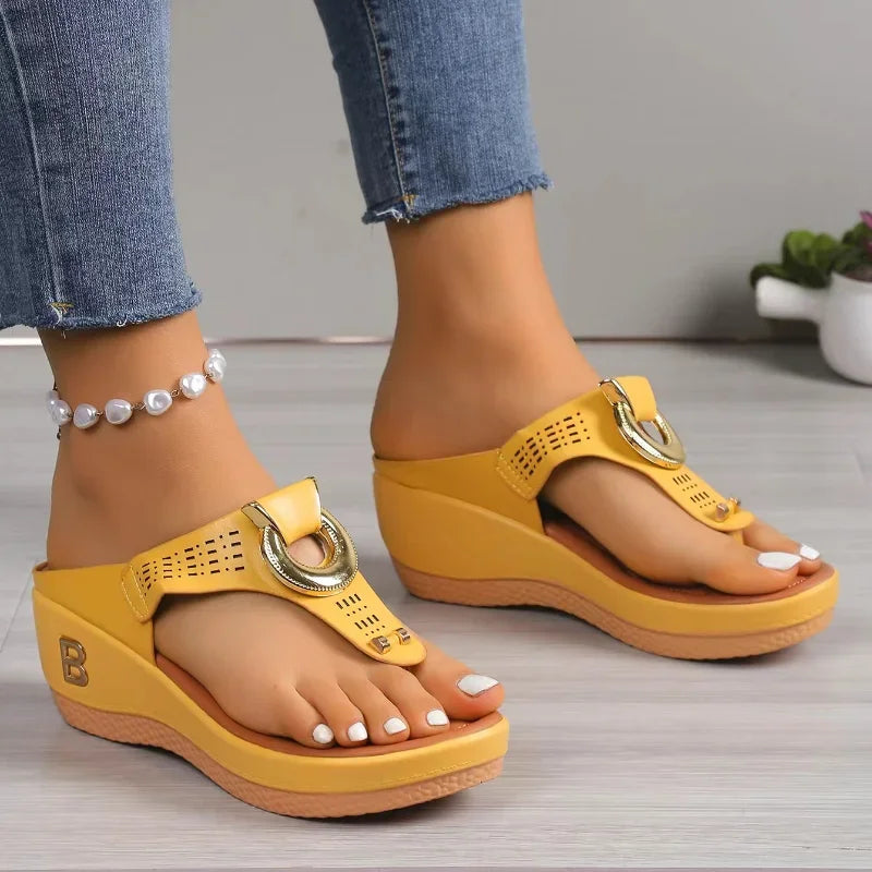 Women's Slippers 2024 Summer New Rome Wedges Causal Platform Beach Slippers Female Plus Size 43 Comfortable Ladies Slides