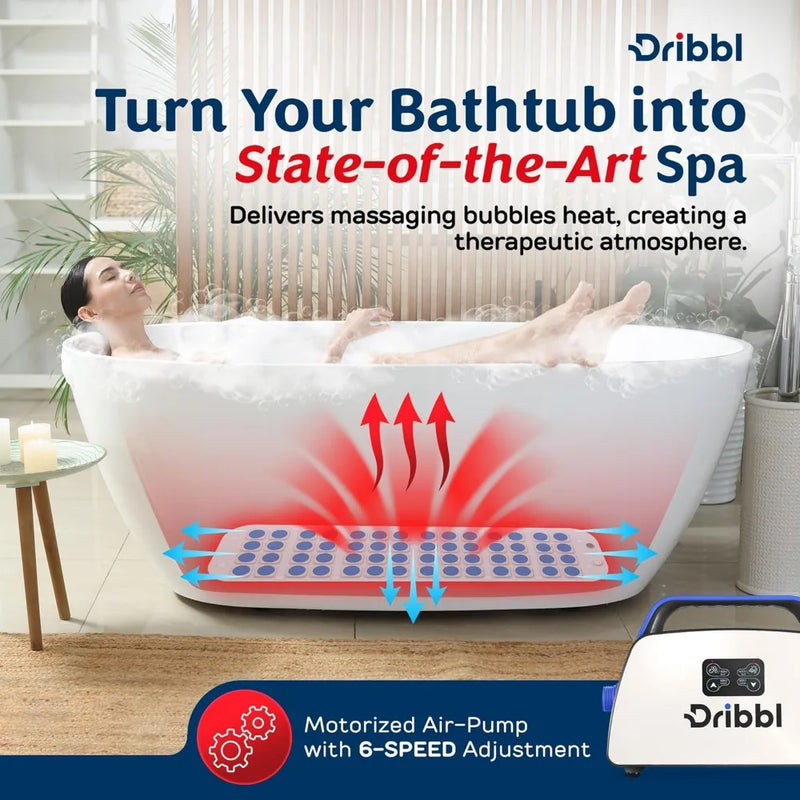 Electric Bubble Massage Bathtub Mat Non-Slip Waterproof Hot Tub Spa Mat with Heater Motorized Air Pump Remote Control 6 Speed