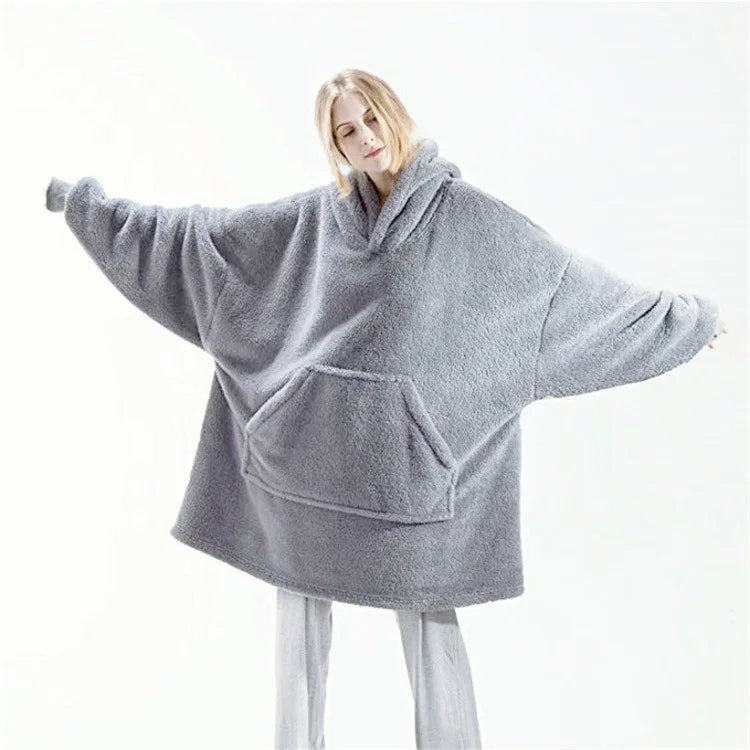 Winter Women Double-faced Fleece Hoodie Blanket Oversize | SAMAG
