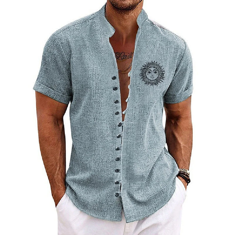 New Men's Linen Short-Sleeved Shirt, with a Fashionable | SAMAG