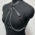 Women Fashion Full Body Chain Leather Waist Belt and Thigh Garter Set, Punk Gothic Metal Chain Suspenders for Festival Cosplay