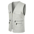 Men Vest JacketMultiple Pockets Zipper Sleeveless Fishing Waistcoat Camping Work Clothes V Neck Outdoor Waistcoat Volunteer Vest
