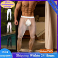 Men Ice Silk Leggings Underwear Ultra Thin Sexy Transparent High Stretch Foot Anti Slip Pants Sports Fitness Bottoms Underpants