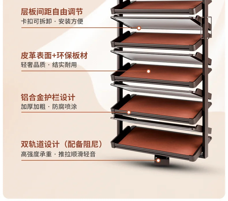 Built-in Height Adjustable Shoe Cabinet Closet Space Saving 360° Rotating Shoe Rack, Multi-layer Shoe Holder Storage Organizer