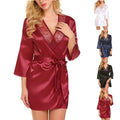 Women Satin Robes Summer Wrap Dressing Gown Bathrobe | SAMAG