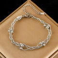 EILIECK 316L Stainless Steel Beads Wound Chain Bracelet for Women Charm Metal 18 K Plated Trendy Golden Unique Design Jewelry