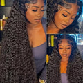 300% Density 40 46Inches Deep Wave Frontal Wig 13x4 13x6 HD Curly Lace Frontal Human Hair Wig Peruvian 7x5 Wear Go Glueless Wig