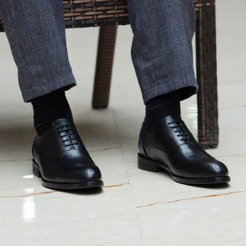 Men's Classic Italian Style Genuine Leather Oxfords Dress Shoes Lace-Up Black/Brown Business Office Wedding Formal Footwear